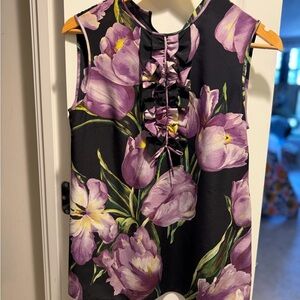 Dolce & Gabbana Sleeveless Black and Purple Floral blouse NWT